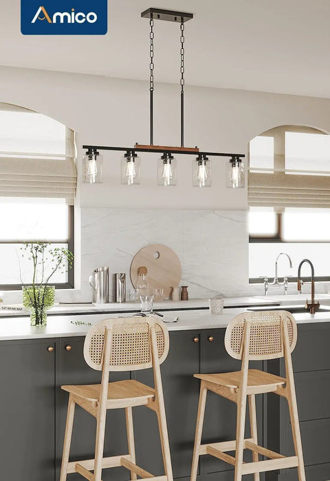 Straight Up Modern Farmhouse 5 Light Dining Room Chandelier With Dope Seeded Glass Shades Galvanized Steel Island Ceiling Fixture Lighting Top Shelf Kitchen Vibes over kitchen island.