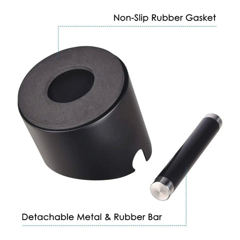 Espresso Knock Box For Home Barista Use Black Stainless Steel Coffee Ground Catcher With Removable Knock Bar Non Slip Base