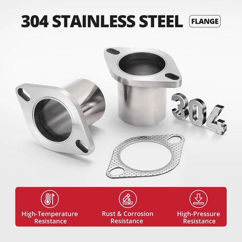 Beefed Up Two Bolt Exhaust Flange Repair Piping Kit Built With Tough As Nails 304 Stainless Steel and Full Hardware with flanges.