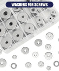 Stainless Steel Fender Washers Set 300-Piece Flat Shim Kit for Screws and Bolts, assorted M3-M12 washers in organizer