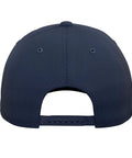 Back view of Gyrocopter Pilot Cap For Gyroplane Enthusiasts Adjustable Navy Blue Five Panel Baseball Hat With Printed Autogyro Motif