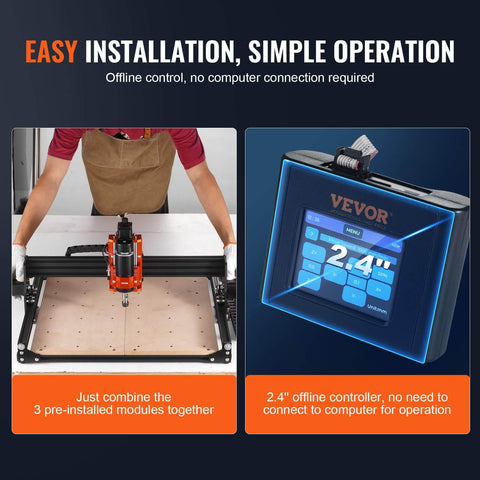 Beefy 300W 3 Axis CNC Router Engraving Machine Kit With GRBL Control setup and 2.4-inch offline controller for easy operation