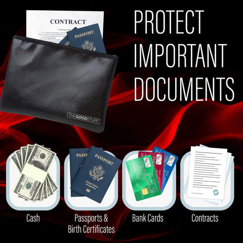 Everyday Carry Ready Fireproof Money And Document Bag 10 By 13 Inches Waterproof Zipper Safe with passports and documents