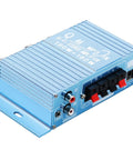 Mini Car Audio Amplifier With Bass Boost And Volume Knobs, 2 Channel Hi Fi Stereo Receiver, 40W Output, DC 12V-15V, side angle view