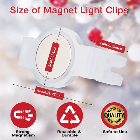 100 Pack C9 Magnetic Christmas Light Clips Heavy Duty Outdoor Clip Hooks for C9 Sockets Weatherproof Shatterproof