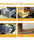 Heavy Duty Full Extension Drawer Slides 44 Inch With Lock Side Mount Ball Bearing Track Glides Rubber Pads in truck and shelves applications.