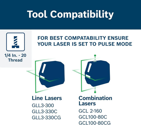 Tool compatibility info for LR8 165 Ft Red And Green Beam Line Laser Receiver With Mounting Bracket IP54