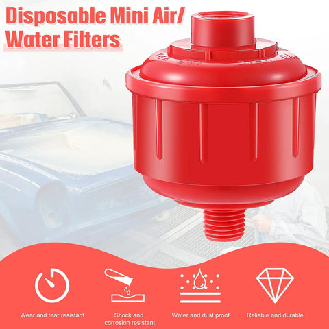 4 Pack Disposable Mini Air Water Filters For Spray Guns And Air Tools With One Quarter Inch Threads High Flow Replacement Filters