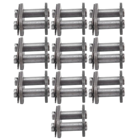Ten Pack 428 Roller Chain Master Links Heavy Duty Steel Motorcycle Chain Connectors displayed in a grid for easy access.