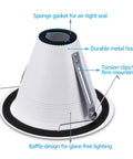 6 Inch Recessed Can Light Trim Pack Of 6 Air Tight IC Rated Self Flanged Baffle Anti Glare White Trim with sponge gasket seal
