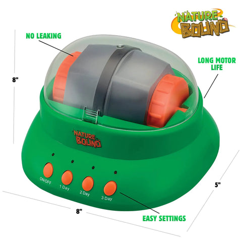 Starter Rock Tumbler Kit For Kids With Fast Polish Includes Rough Gemstones Polishing Grit Jewelry Findings And Kid Friendly Easy Instructions A STEM Science Kit For Young Geologists Ages 8 Plus featuring a green tumbler with settings buttons.