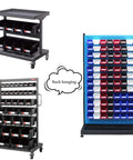 Blue Storage Organizer Bins 6 Pack For Workshop And Office Wall Mount And Stackable Tool Bins For Screws Small Parts And Office Supplies Durable Plastic Bins For Pegboard And Tabletop Organization