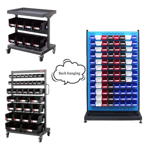 Blue Storage Organizer Bins 6 Pack For Workshop And Office Wall Mount And Stackable Tool Bins For Screws Small Parts And Office Supplies Durable Plastic Bins For Pegboard And Tabletop Organization