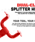 Heavy Duty 44 Inch Steel Deck Pry Bar With Dual Claw Heads No Kneeling Back Saving Handle in red, close-up of splitter head.