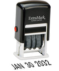 Durable Heavy Duty Self Inking Date Stamp Featuring Quick Flip Calendar Bands For Office Papers Library Books And Legal Forms Black Rubber Stamping Tool No Sweat Setup, showing date JAN 30 2032.
