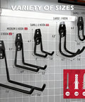 Variety of Twenty Pack Heavy Duty Garage Storage Hooks With Extension Cord Organizer, displayed with screws and wall anchors