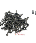 Pile of small black screws with 8mm size, suitable for 20 Pack Small Wooden Box Hinges With Screws, 90 Degree Folding Bronze Hinges.