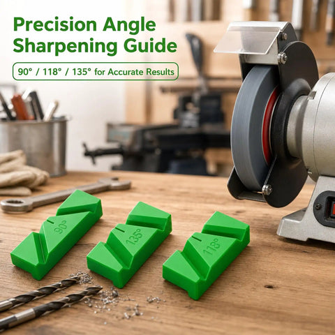 Precision angle sharpening guides included in the Top Grade Knockout Drill Bit Sharpening Jig Kit for bench grinders.