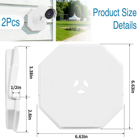 Octagon Exterior Light Fixture Mount Block Kit 2 Pack Paintable White Easy Install Weather Resistant Vinyl Siding Mounting Block For Half Inch Lap Siding And 4 Inch Siding Ideal For Exterior Lights Cameras And Doorbells 6.63in size