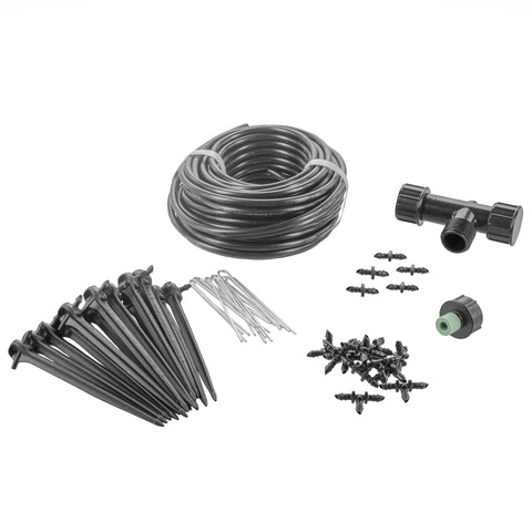 Components of Tomato Garden Drip Irrigation System Kit For 10 Plants With Push Connect Fittings Water Saving Design No Tools Needed