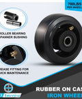 Beefy Heavy Duty Caster Wheels Set Of 4 4 Inch By 2 Inch Industrial Casters With Rubber On Cast Iron Wheels details
