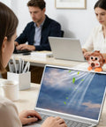 Rechargeable Usb Desktop Cooling Fan For Mugs And Bottles With Adjustable Speed Settings To Keep Coffee Tea Milk Water Frosty And Beat The Heat All Day Long on a laptop at an office desk.