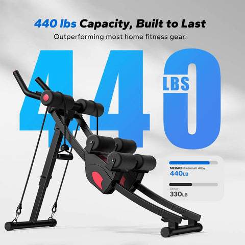 Heavy Duty Adjustable Ab Machine And Upgraded Split Track Core Trainer For Savage Home Workouts Sculpt Your Midsection Build Legit Six Pack Gains Without Breaking A Sweat, showcasing 440 lbs capacity.