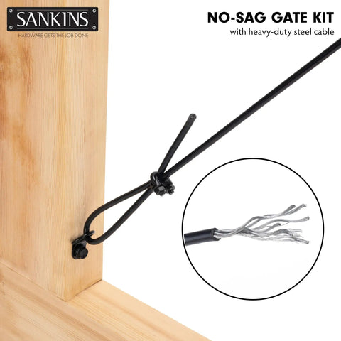 Anti Sag Gate Kit For Wooden Fence Black Stainless Steel Cable Wire Rope Repair Kit 7x7 Construction