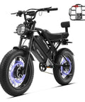 Dual Motor Electric Fat Tire Ebike For Adults With Removable Dual Battery, All Terrain 20 Inch Fat Tires, 36 MPH, black frame