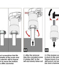 Super Tough Chrome Moly Lug Nut Remover And Bolt Extractor Set tutorial showing 3-step process for removing stripped nuts and bolts.
