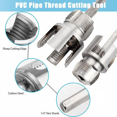 All In One PVC Pipe Threader Kit For One Half Inch Three Quarter Inch And One Inch Pipes Evponk Internal And External Threading Tool Set