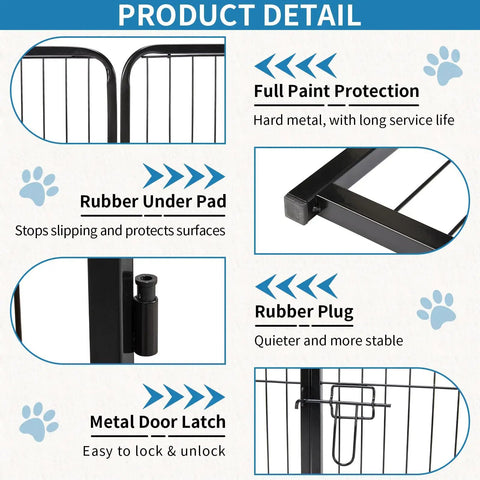 Heavy Duty Dog Playpen 32 Inch Indoor Outdoor With 16 Panels, Portable Metal Exercise Pen With Door details