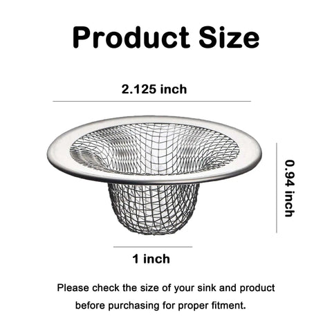 Product size illustration for Twenty Pack Hair Catching Drain Strainers Two Point One Two Inch Mesh Basket Sink Filter.