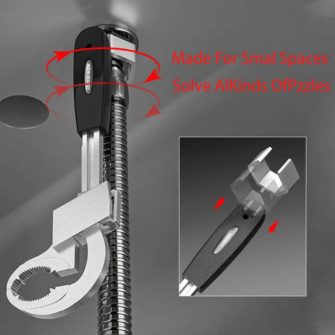 Universal Adjustable Double Ended Wrench For Faucets And Pipes DIY Home Plumbing Tool with slotted bits close-up