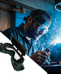 Heavy Duty Auto Darkening Welding Goggles With Snap Switch Lenses For Arc Cutting And Grinding Offer Rock Solid Eye Protection And All Day Comfort On Any Job Site, shown in use during welding.