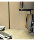 Slick Aluminum Desktop Clamp Monitor Mount For 17 To 32 Inch Screens With Smooth Full Motion Spring Arm in office setup.