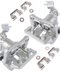 Weonefit rear disc brake caliper assemblies with brackets, front view, for Honda/Acura (driver and passenger sides).