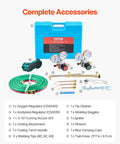 Pro Grade Oxygen Acetylene Welding Torch Kit With 14 Piece Portable Brazing Set 177 Inch Twin Hose and Carry Case Display