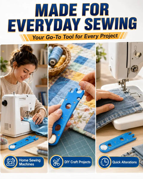 Four In One Needle Threader With Magnetic Back Magnifying Glass Ruler And Insert Guide For Hand Sewing And Quilting