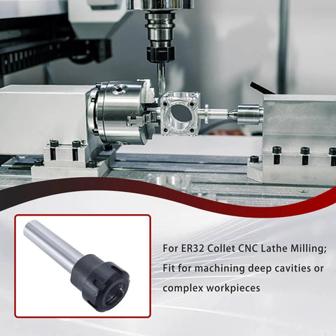 C1 ER32 4 Inch Straight Shank Tool Holder Collet Chuck For CNC Lathe And Milling Machines shown in use on CNC setup