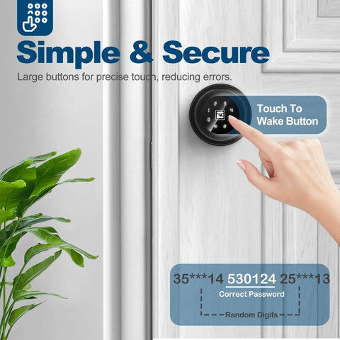 Hand using keypad on 4 In 1 Smart Door Knob With Keypad, Fingerprint, Password And App Lock, Easy Install, No More Key Juggling