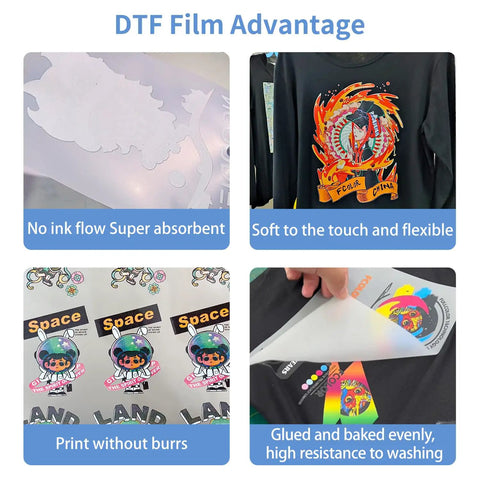 Advantages of Double Sided Glossy DTF Transfer Film Roll 13 Inch By 328 Feet PreTreat PET for T Shirts and Textiles
