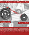 Laser Alignment Tool For Precise BDS Displacement Diagnosis With Magnetic Base shown aligning crankshaft and pulley.
