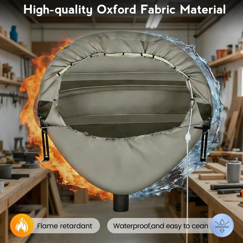 Heavy Duty Miter Saw Dust Collection Hood With LED Light Durable Gray Oxford Fabric Table Saw Dust Collector With Storage Bag Fits 10 Inch And 12 Inch Saws Ideal For Garage And Workshop Use