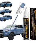 Cavalry Blue 8W2 Touch Up Paint For Toyota Cars Color Matched Scratch Repair Pen next to blue Toyota models and packaging