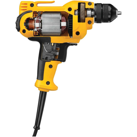 Workhorse Corded Drill With 8 Amp Power And Three Eighths Inch Chuck, Variable Speed Trigger, All Metal Ratcheting Keyless Chuck, Mid Handle Grip For Comfort, Zero To Two Thousand Five Hundred RPM For Drilling And Fastening