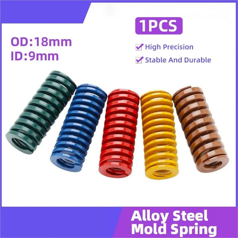 Durable 1 Pc Compression Spiral Pressure Heavy Duty Alloy Spring In 50mm Size shown in green, blue, red, yellow, and brown colors.
