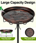 35 Inch Metal Bird Bath Outdoor Freestanding Feeder Bowl With Upgraded Five Prong Base Antique Bronze Finish Built Tough