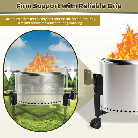 Heavy Duty Fire Pit Trolley Stand With Smooth Wheels For Easy Mobility, Fits Solo Stove Yukon And 27 Inch Fire Pits, Stable Base