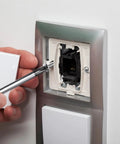 Installation of Beefy Pan Head Machine Screws With Nut And Flat Washer Assortment Kit in a wall outlet.